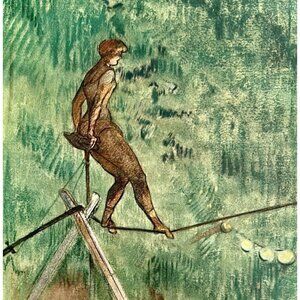 Toulouse Lautrec The Tightrope Dancer 1967 Circus Art Lithograph Matted Print